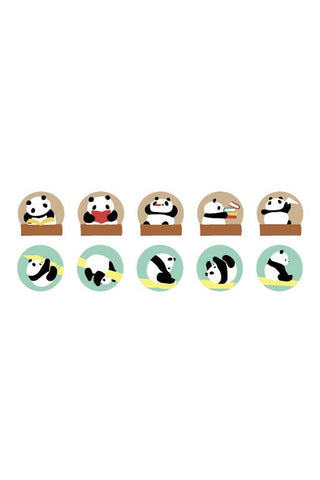 Set of small panda wafu flake stickers in round and oval panda face designs