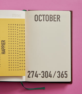 Open diary notebook page labeled “OCTOBER” with “274-304/365” date range.
