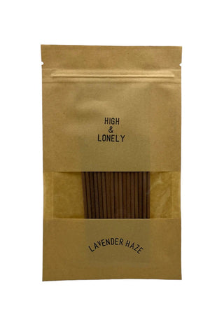 High & Lonely Lavender Haze incense sticks in kraft paper pouch with label