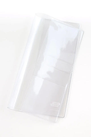 Clear planner cover with protective front and side flap for Hobonichi Weeks-style journal