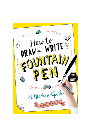 Fountain pen drawing guide book with illustrated cover and ink bottle