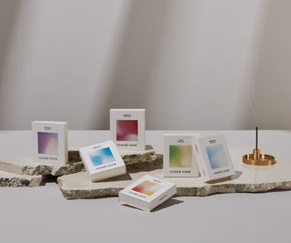 Magnolia incense gift set with boxes, incense sticks, and small incense holder