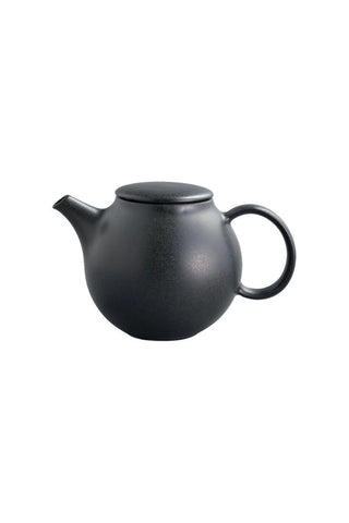 KINTO pebble teapot in black, rounded body with curved spout and handle