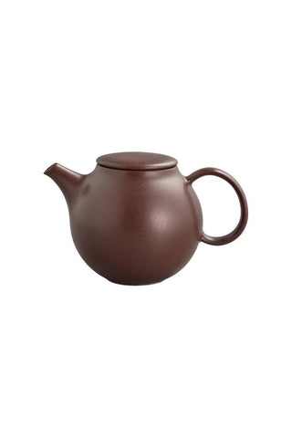 Brown pebble-finish teapot with lid and curved handle, 480 ml capacity