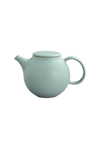 KINTO Pebble teapot 480 ml in moss green ceramic with curved spout and handle