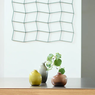 Brown glass vase with rounded belly and short neck, matte glass