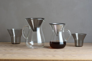 4-cup stainless coffee carafe set with cone dripper and serving cups