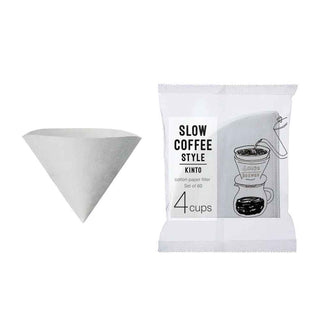 White 4-cup slow coffee style paper filters pack and loose filter