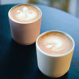 KINTO TO GO tumblers with clear lids, latte swirl coffee tops (2-pack)