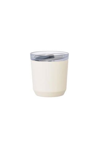 KINTO TO GO 240ml white tumbler with plug lid and clear top