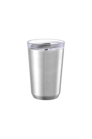 Stainless steel insulated tumbler with clear lid and 360 ml capacity