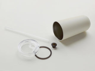 White tumbler with straw, 480 ml, with clear straw and lid parts