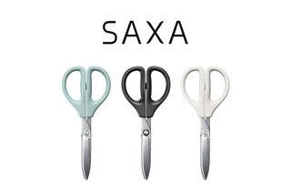 SAXA nonstick scissors set: teal, black, and white with loop handles