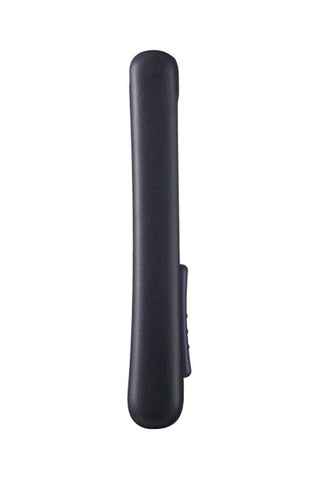 Compact black scissors with covered finger guard on handle