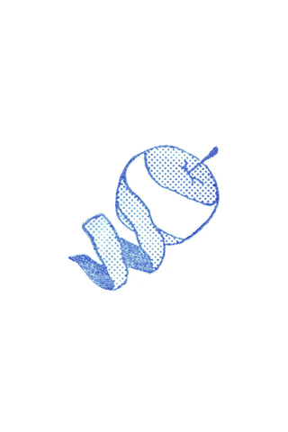 Large apple clear stamp design, blue outline with stippled texture
