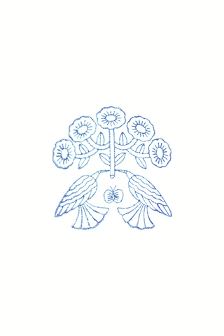 Blue full-bloom floral clear stamp design with layered petals and leaves