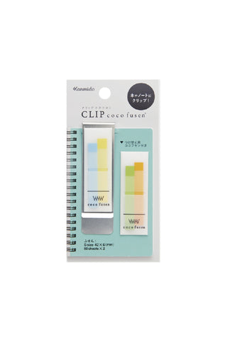 Kanmido Coco Fusen small clip sticky note set with light blue page flags