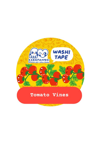 Karepango washi tape roll with tomato vines and red tomato pattern