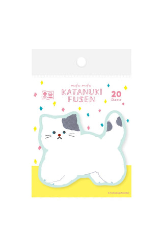 Fluffy cat sticky notes sheet with Katanuki Fusen design and 20 notes