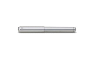 Liliput fountain pen, silver aluminum body with end cap and clip detail