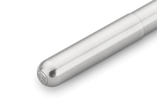 Liliput fountain pen end cap, silver aluminum barrel with rounded tip