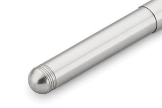 Liliput fountain pen barrel, silver aluminum finish with ridged grip ring