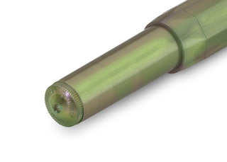 Shadow green Kaweco Lunar Sport rollerball pen end and barrel close-up