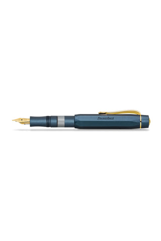 Navy Kaweco fountain pen with gold accents and metal clip