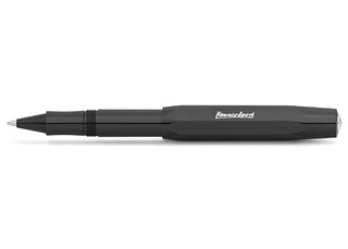 Kaweco Sport Skyline rollerball pen in black, side view with clip