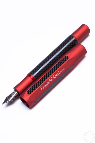 Kaweco AC Sport fountain pen, red body with black grip and steel nib