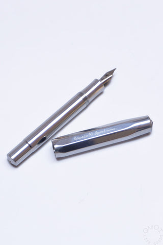 Kaweco AL Sport fountain pen and cap, raw aluminum body with steel nib