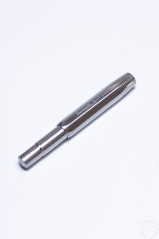 Kaweco AL Sport fountain pen, raw aluminum barrel with engraved clip and cap