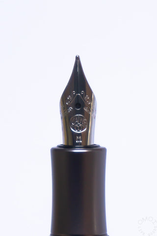 Fountain pen nib with branding on anthracite top