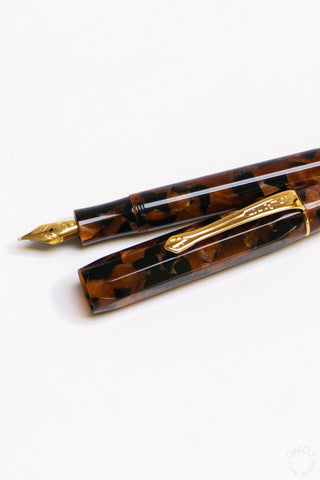 Kaweco Art Sport fountain pen in hickory brown with gold clip and exposed nib