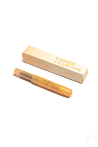 Apricot Kaweco Collection Sport fountain pen resting with its beige gift box