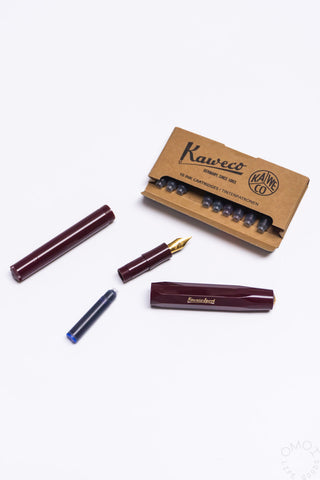 Kaweco ink cartridge sampler set with loose ink cartridges in maroon and blue