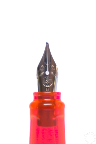 Kaweco PERKEO infrared fountain pen nib close-up with red transparent section