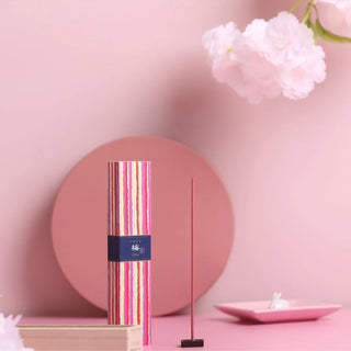 Striped multicolor incense bundle with standing burner and one incense stick