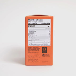 Orange instant latte mix box back nutrition facts panel