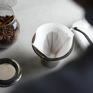 2-cup cone paper filter set in stainless pour-over mug