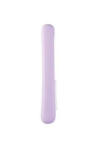 Lavender compact scissors with protective cap, front view