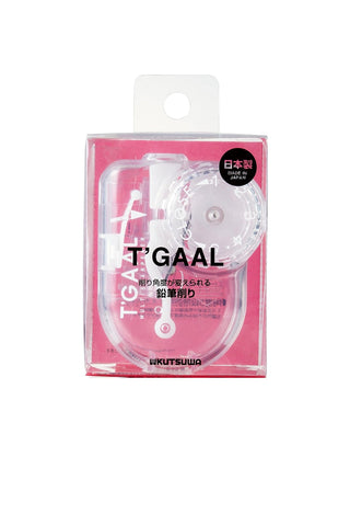 Adjustable angle pencil sharpener in pink blister package, clear blade unit