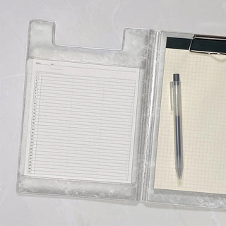 A5 field pad refill sheet in clear silver binder: gantt table with month list