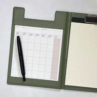A5 field pad refill: September open-dated monthly calendar grid in olive binder