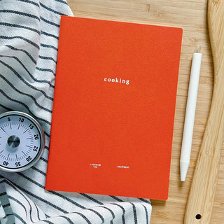 Cooking-style B6 notebook with orange cover and centered “cooking” title