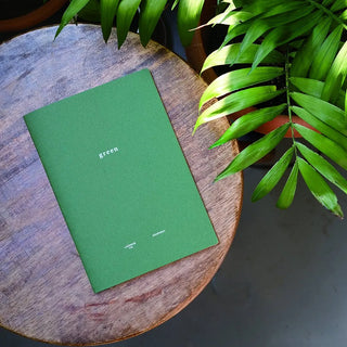 Green-style B6 notebook with green cover and “green” title near center
