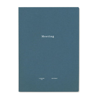 Dark blue Meeting planner notebook cover with centered “Meeting” title and brand marks.
