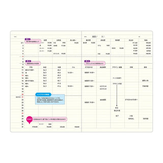 Opened notebook page with spreadsheet table grid and highlighted sections