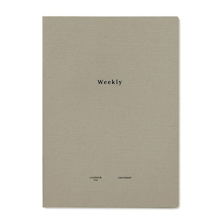 LACONIC style notebook weekly cover in beige with "Weekly" text and logos