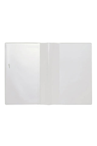 White style notebook, closed with centered spine seam and smooth cover